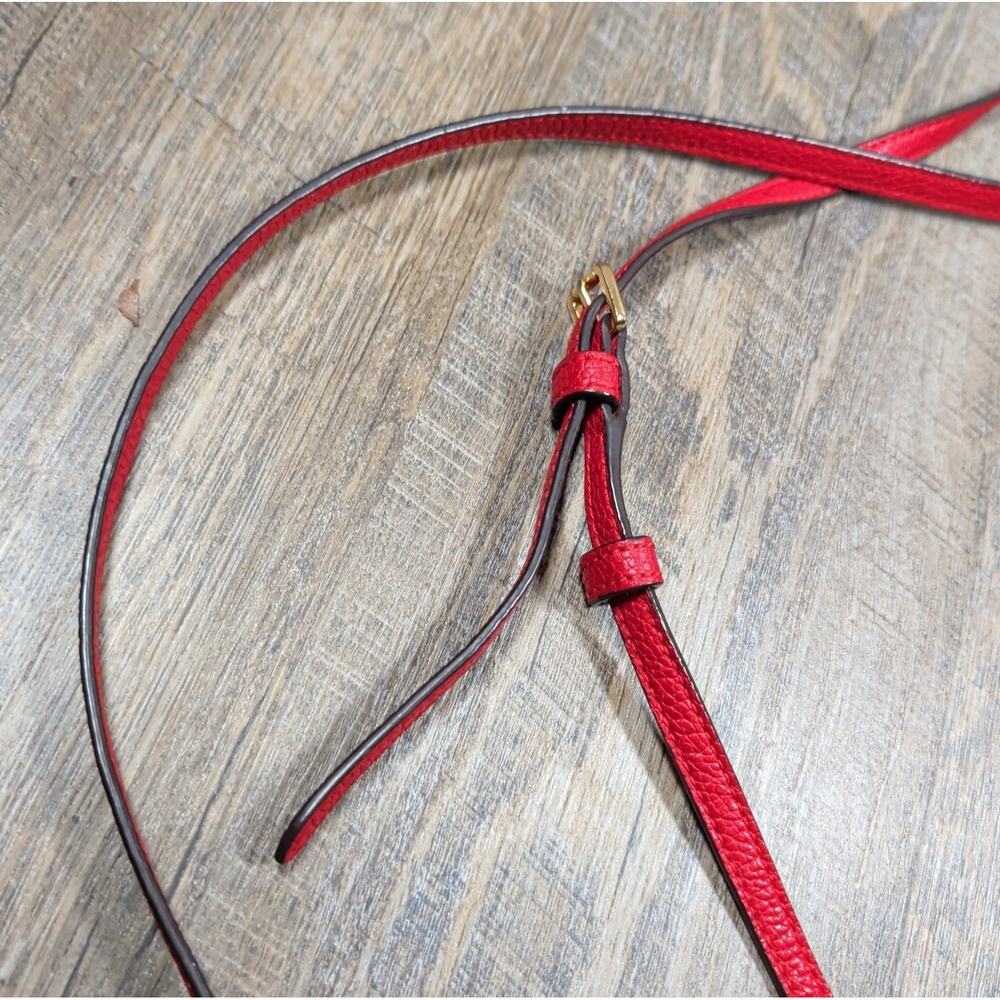 Lauren Ralph Lauren Jacquard Phone Crossbody Bag Red Pebbled Cow Leather Small - Picture 5 of 10